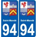 94 Saint-Mandé blason autocollant sticker plaque immatriculation ville