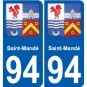 94 Saint-Mandé stemma adesivo adesivo targa di immatricolazione città