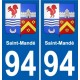 94 Saint-Mandé blason autocollant sticker plaque immatriculation ville