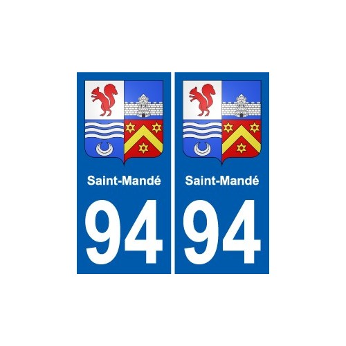 94 Saint-Mandé stemma adesivo adesivo targa di immatricolazione città