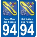 94 st-maur-des-fosses blason autocollant sticker plaque immatriculation ville