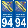94 st-maur-des-fosses blason autocollant sticker plaque immatriculation ville