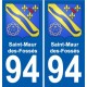 94 st-maur-des-fosses escudo de armas de la etiqueta engomada de la etiqueta engomada de la placa de matriculación de la ciudad
