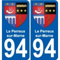 94 LePerreux surMarne blason autocollant sticker plaque immatriculation ville
