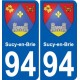 94 Sucy-en-Brie escudo de armas de la etiqueta engomada de la etiqueta engomada de la placa de matriculación de la ciudad