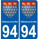 94 Villeneuve-le-Roi blason autocollant sticker plaque immatriculation ville