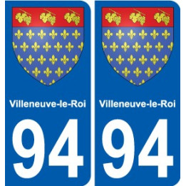 94 Villeneuve-le-Roi escudo de armas de la etiqueta engomada de la etiqueta engomada de la placa de matriculación de la ciudad