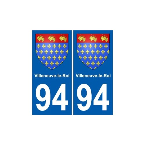 94 Villeneuve-le-Roi blason autocollant sticker plaque immatriculation ville