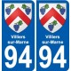 94 Villiers-sur-Marne blason autocollant sticker plaque immatriculation ville