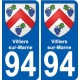 94 Villiers-sur-Marne blason autocollant sticker plaque immatriculation ville