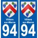 94 Villiers-sur-Marne stemma adesivo adesivo targa di immatricolazione città