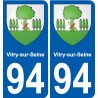 94 Vitry-sur-Seine escudo de armas de la etiqueta engomada de la etiqueta engomada de la placa de matriculación de la ciudad