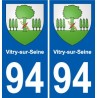 94 Vitry-sur-Seine escudo de armas de la etiqueta engomada de la etiqueta engomada de la placa de matriculación de la ciudad