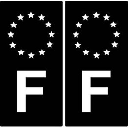 F Europe noir - etoile blanche autocollant plaque sticker auto