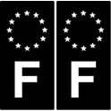 F Europe noir - etoile blanche autocollant plaque sticker auto