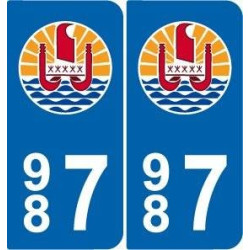 987 polinesia francese stemma adesivo piastra