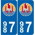 987 polynesien französisch-wappen-aufkleber-platte