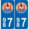 987 polynesien französisch-wappen-aufkleber-platte