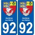 92 Asnières-sur-Seine coat of arms sticker plate stickers city