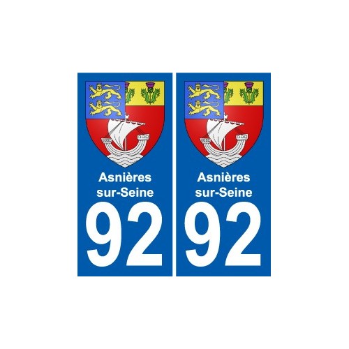 92 Asnières-sur-Seine coat of arms sticker plate stickers city