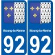 92 Bourg-la-Reine escudo de armas de la etiqueta engomada de la placa de pegatinas de la ciudad