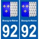 92 Bourg-la-Reine escudo de armas de la etiqueta engomada de la placa de pegatinas de la ciudad