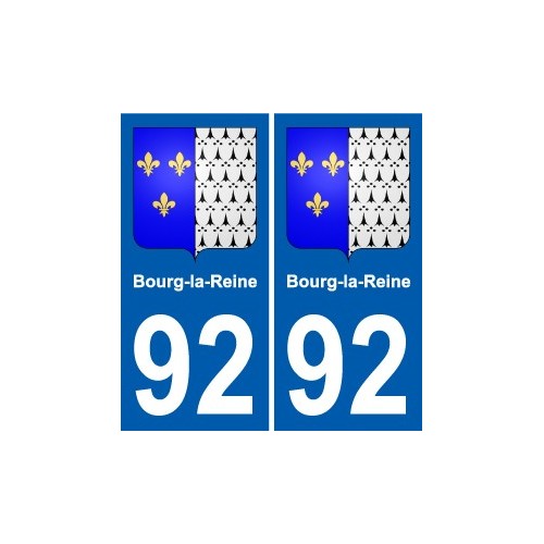 92 Bourg-la-Reine escudo de armas de la etiqueta engomada de la placa de pegatinas de la ciudad