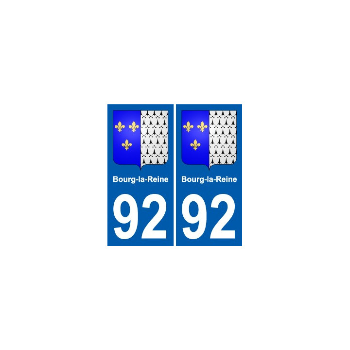 92 Bourg-la-Reine escudo de armas de la etiqueta engomada de la placa de pegatinas de la ciudad