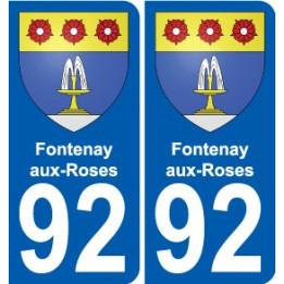92 Fontenay-aux-Roses escudo de armas de la etiqueta engomada de la placa de pegatinas de la ciudad