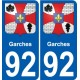 92 Garches blason autocollant plaque stickers ville
