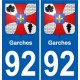 92 Garches escudo de armas de la etiqueta engomada de la placa de pegatinas de la ciudad