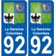 92 La Garenne-Colombes escudo de armas de la etiqueta engomada de la placa de pegatinas de la ciudad