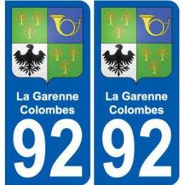 92 La Garenne-Colombes escudo de armas de la etiqueta engomada de la placa de pegatinas de la ciudad