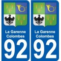 92 La Garenne-Colombes blason autocollant plaque stickers ville