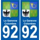 92 La Garenne-Colombes escudo de armas de la etiqueta engomada de la placa de pegatinas de la ciudad