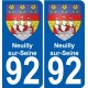 92 Neuilly-sur-Seine blason autocollant plaque stickers ville
