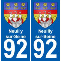 92 Neuilly-sur-Seine blason autocollant plaque stickers ville