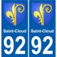 92 Saint-Cloud escudo de armas de la etiqueta engomada de la placa de pegatinas de la ciudad