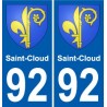 92 Saint-Cloud escudo de armas de la etiqueta engomada de la placa de pegatinas de la ciudad
