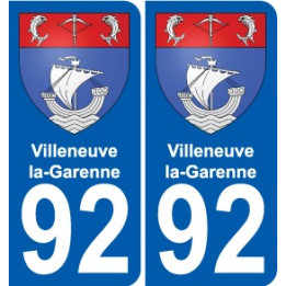 92 Villeneuve-la-Garenne coat of arms sticker plate stickers city