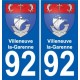 92 Villeneuve-la-Garenne blason autocollant plaque stickers ville
