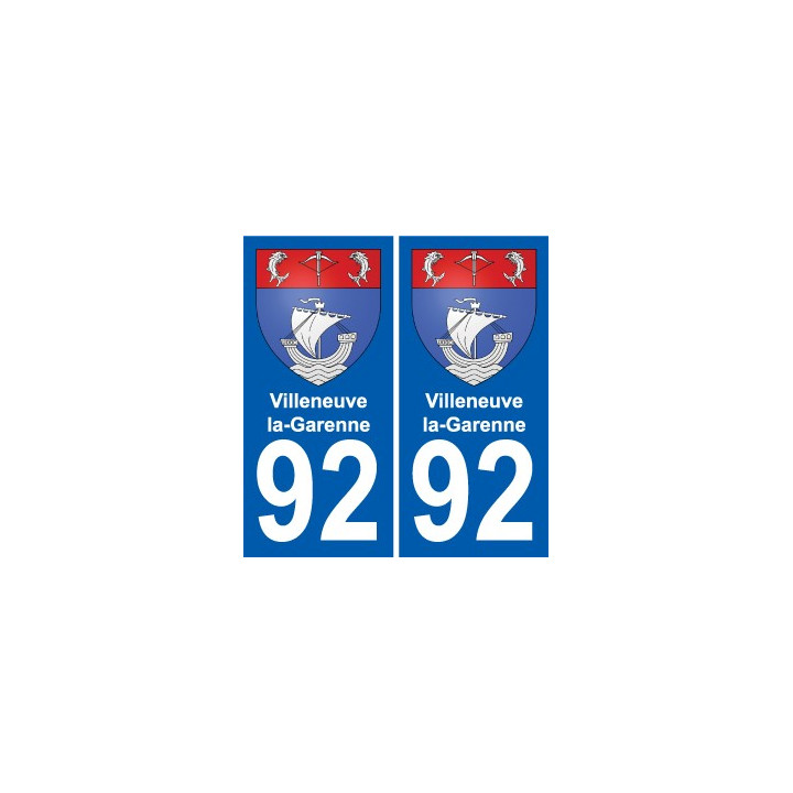 92 Villeneuve-la-Garenne coat of arms sticker plate stickers city