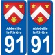 91 Abbéville-la-Rivière blason autocollant plaque stickers ville