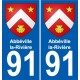 91 Abbéville-la-Rivière blason autocollant plaque stickers ville