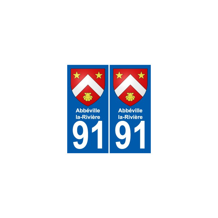 91 Abbéville-la-Rivière escudo de armas de la etiqueta engomada de la placa de pegatinas de la ciudad