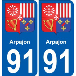 91 Arpajon escudo de armas de la etiqueta engomada de la placa de pegatinas de la ciudad