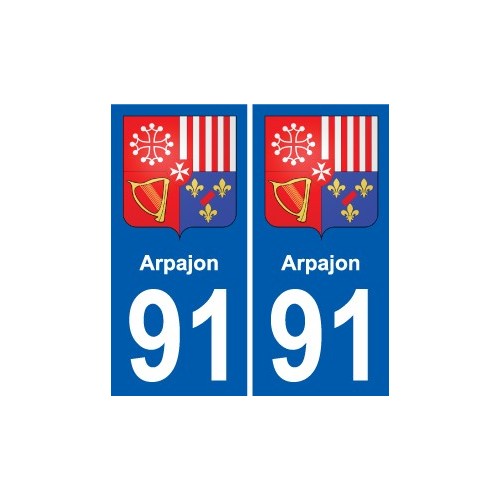 91 Arpajon coat of arms sticker plate stickers city