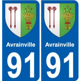 91 Avrainville escudo de armas de la etiqueta engomada de la placa de pegatinas de la ciudad