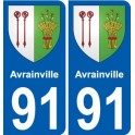 91 Avrainville blason autocollant plaque stickers ville