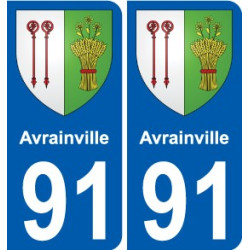 91 Avrainville escudo de armas de la etiqueta engomada de la placa de pegatinas de la ciudad